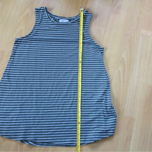 Coco & Tashi Approx Large Striped Rayon Blend Stretch Tank Tops Green and Navy - Picture 8 of 8